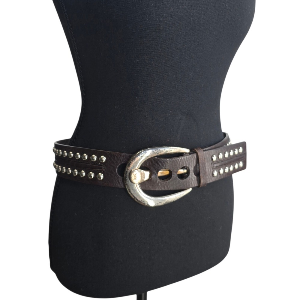 Michael Kors Belt Womens Small Brown Leather Studded Western Buckle Vintage Y2K
